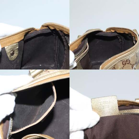 GUCCI GG Crystal Hand Bag Coated Canvas Brown Gold - Picture 12 of 12